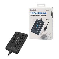LogiLink UA0125 UA0125 USB-hub 10 poorten USB-A USB 2.0 480 MBit/s Zwart - thumbnail