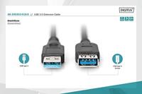 Digitus AK-300203-018-S USB-kabel USB 3.2 Gen1 USB-A stekker, USB-A bus 1.80 m Zwart - thumbnail