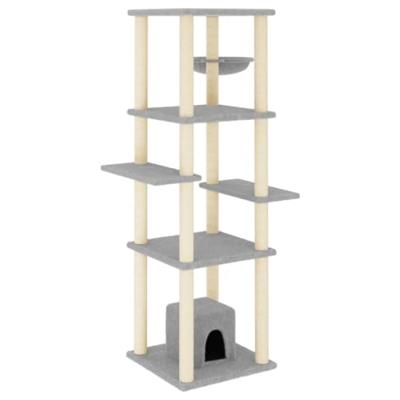 VidaXL Kattenmeubel met sisal krabpalen 154 cm lichtgrijs VidaXL Kattenmeubel met sisal krabpalen 154 cm lichtgrijs