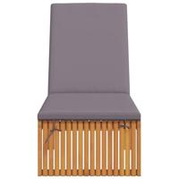 Ligstoel met kussen Bruin 200 x 55 x 94cm Massief acaciahout - thumbnail