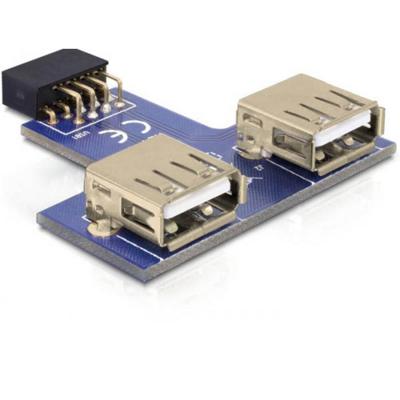 Delock 41824 USB-pinheader female > 2 x USB 2.0 female - omhoog