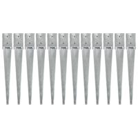 Grondpinnen 12 st 10x10x76 cm gegalvaniseerd staal zilverkleurig - thumbnail