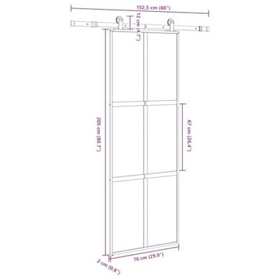 VidaXL Schuifdeur met beslag 76x205 cm gehard glas en aluminium VidaXL Schuifdeur met beslag 76x205 cm gehard glas en aluminium