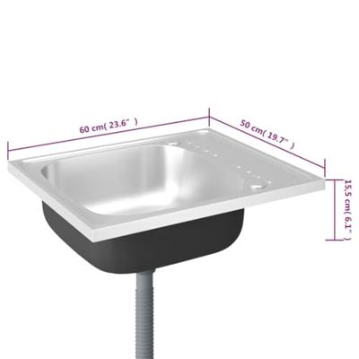 VidaXL Gootsteen met afvoerset 600x500x155 mm roestvrij staal zilver VidaXL Gootsteen met afvoerset 600x500x155 mm roestvrij staal zilver