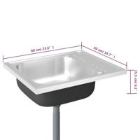 VidaXL Gootsteen met afvoerset 600x500x155 mm roestvrij staal zilver - thumbnail