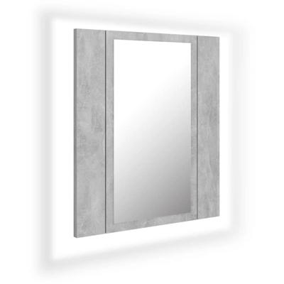 VidaXL Badkamerkast met spiegel en led 40x12x45 cm acryl betongrijs