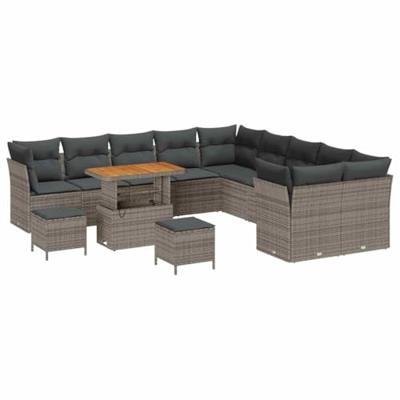 Tuinbankenset 13 pcs Grijs poly rattan