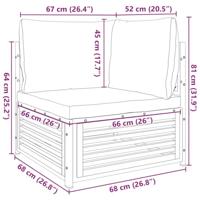 Tuinhoekbank met kussens massief acaciahout - thumbnail