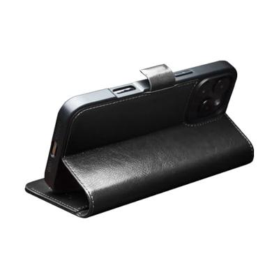 Qialino iPhone 16 Pro Max hoesje - Leren bookcase - Zwart Qialino iPhone 16 Pro Max hoesje - Leren bookcase - Zwart