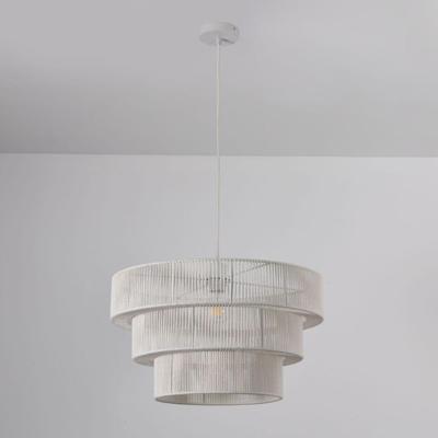 Hanglamp Serengeti bianco - E27-fitting - IP20 voor binnen - Wit - Gevlochten katoenen koordjes - Drielaags