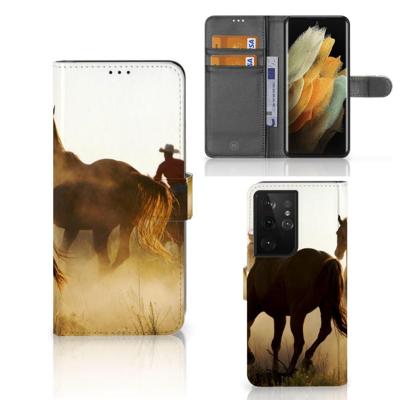 Samsung Galaxy S21 Ultra | Telefoonhoesje | Met pasjeshouder | Design Cowboy Samsung Galaxy S21 Ultra | Telefoonhoesje | Met pasjeshouder | Design Cowboy