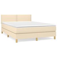 Boxspring met matras stof crèmekleurig 140x190 cm - thumbnail