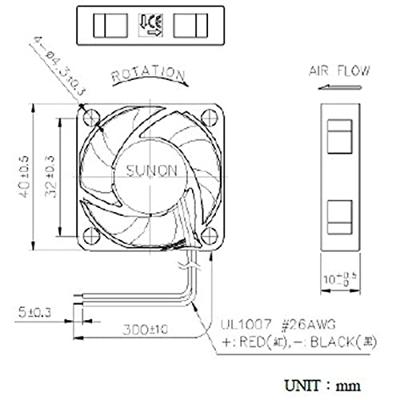Sunon HA40101V4-1000U-A99 Axiaalventilator 12 V/DC 9.2 m³/h (l x b x h) 40 x 40 x 10 mm