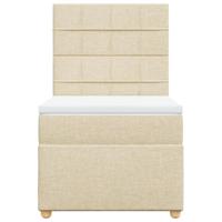 Boxspring met matras stof crèmekleurig 90x200 cm - thumbnail