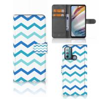 Motorola Moto G60 | Telefoon Hoesje | Zigzag Blauw - thumbnail