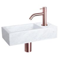Fonteinset Differnz Helios 37.5x18.5x9.5 cm Marmer Wit Met Gebogen Kraan Rood Koper Differnz - thumbnail