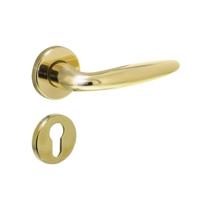 Deurkruk Sigaar op rozet verdekt ø49x7mm en cilinderrozetten messing gelakt - thumbnail