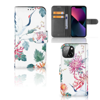iPhone 13 Mini | Telefoonhoesje | Met pasjeshouder | Bird Flowers - thumbnail