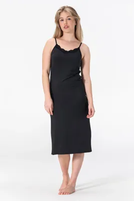 Gaubert kanten Onderjurk dames Extra lang - Spaghetti bandjes - Gladde onderjurk verstelbare bandjes - Zwart - Wit - Huidskleur - S - S - S - S -