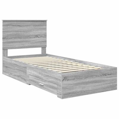 Bedframe met hoofdeinde Grijs Sonoma 90 x 200 cm Bewerkt hout