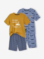 Set van 2 Oeko-Tex® pyjama's voor jongens met walvissen set mosterd en blauw - thumbnail