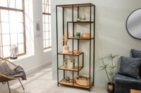 industrieele boekenkast SLIM LINE 185cm wilde eik zwart zes planken - 42022 - thumbnail