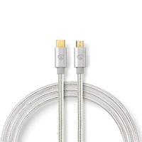 Nedis USB-Kabel | USB-C Male | USB Micro-B Male | 480 Mbps | 2 m | 1 stuks - CCTB60650AL20 CCTB60650AL20 - thumbnail