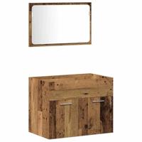 Badkamermeubelset Wandgemonteerd 3 pcs Oud Hout Bewerkt hout - thumbnail