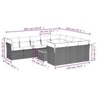 11-delige Loungeset met kussens poly rattan zwart - thumbnail