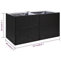 Plantenbak 157x80x80 cm poly rattan zwart - thumbnail