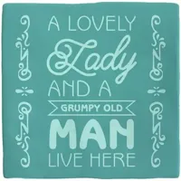 Plenty Gifts tegeltje keramiek lady & man 10x10cm blauw - thumbnail