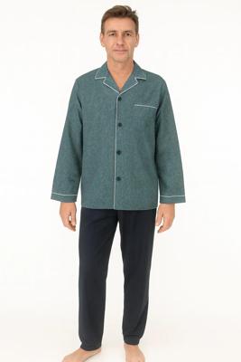 Paul Hopkins heren pyjama doorknoop - Knoopsluiting - Petrol