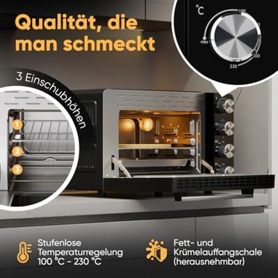 Profi Cook PC-MBG 1277 Mini-oven Multifunctioneel, Kijkvenster, Convectiefunctie, Traploze temperatuurregeling Profi Cook PC-MBG 1277 Mini-oven Multifunctioneel, Kijkvenster, Convectiefunctie, Traploze temperatuurregeling