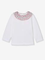 T-shirt met lange mouwen met bloemenprint lichtroze. - thumbnail