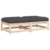 Tuinvoetenbanken 2 st met kussens massief grenenhout - thumbnail