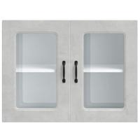 Keukenbovenkast met glazen deur Kalmar bewerkt hout betongrijs - thumbnail