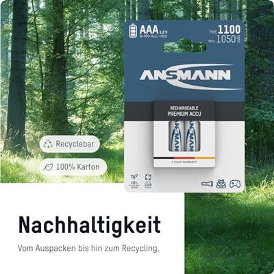 Ansmann Batterijen nimh accu micro aaa 800 mah - 4 stuks - thumbnail