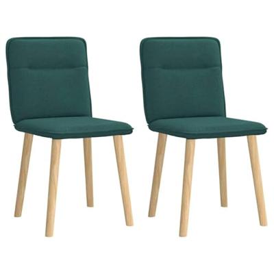 Eetkamerstoelen 2 st stof donkergroen Eetkamerstoelen 2 st stof donkergroen