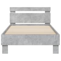Bedframe met hoofdbord bewerkt hout betongrijs 75x190 cm - thumbnail