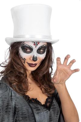 Hoge hoed wit velvet XL