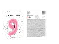 Folieballon cijfer 9 roze 86cm - thumbnail