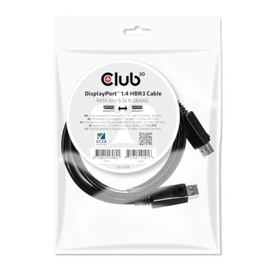club3D CAC-2068 DisplayPort-kabel DisplayPort Aansluitkabel DisplayPort-stekker, DisplayPort-stekker 2.00 m Zwart Vlambestendig, 8K UHD