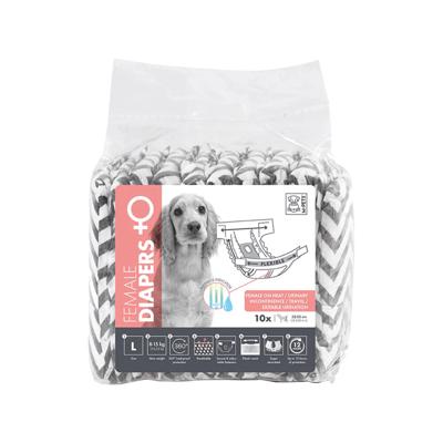 Hondenluiers - M PETS - LUIERS Vrouw L x10 - Tailleomtrek 32-52 cm - 8-15 kg - Vochtigheidsindicator - 12 uur bescherming