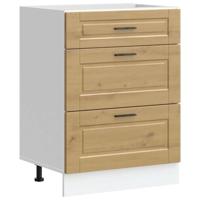 Keuken onderkast Porto bewerkt hout artisanaal eikenkleur - thumbnail