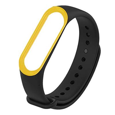 By Qubix - Compatible met Xiaomi Mi band 3/4 / 5/6 / 7 bandje Duo color - Zwart met geel - Compatible Xiaomi bandje