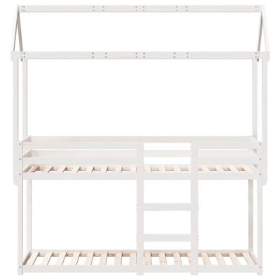 Stapelbed met bedhuis massief grenenhout wit 80x200 cm - thumbnail