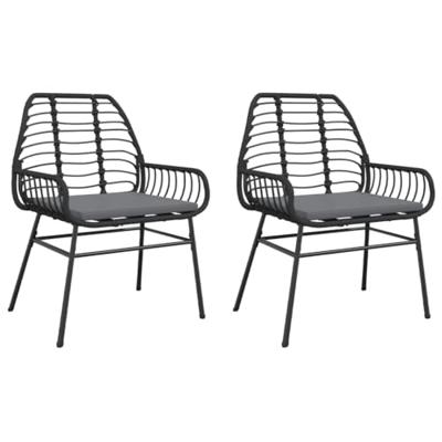 Tuinstoelen 2 st met kussens poly rattan zwart - thumbnail