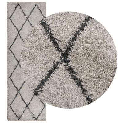 VidaXL Vloerkleed pamplona shaggy hoogpolig 80x250 cm beige antraciet