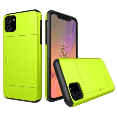Schokbestendig Rugged Armor beschermhoes met kaartsleuf voor iPhone 11 (groen)