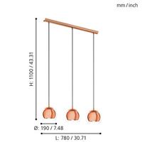 Eglo HanglampRocamar 3-lichts koperbruin - 94591 - thumbnail